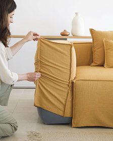 Льняной чехол для подушки Blok горчичный цвет 30 x 50 см