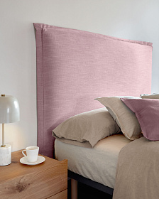 Изголовье из льняной ткани розового цвета Tanit со съемным чехлом 206 x 106 см