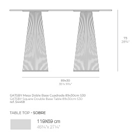 Обеденный стол Gatsby 30x30x73cms30 (столешница 119х69)