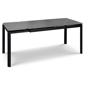 Раздвижной обеденный стол TOLEDO 140/180x85 закаленное стекло с керамикой, черный металл