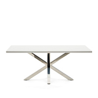 Лакированный стол Arya белый на хромированных ножках 200x100