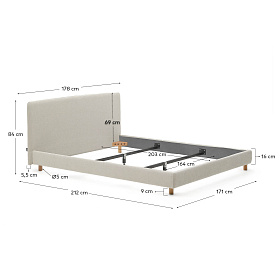 Кровать Valma из жемчужного шенилла со съемным чехлом для матраса 160 x 200 см