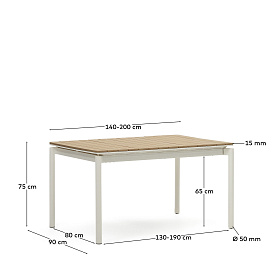 Canyelles Уличный раздвижной стол белый 140 (200) x 90 см