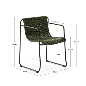 Стул Maurina из зеленой оцинкованной стали и зеленой веревки