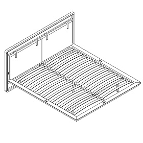 Кровать с решеткой OLIMAR 180*200 шпон ореха F, матовый лак RAL 0757010, экокожа PU63