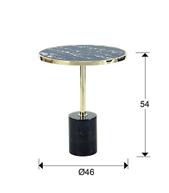 Столик придиванный Dekala Ø46 черный/золотой 