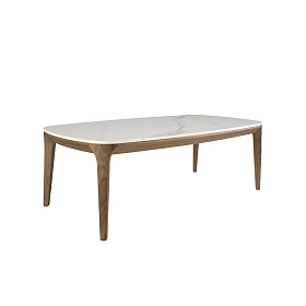 Овальный столик 2132/CT933 из керамики и ореха