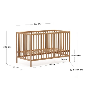 Shantal Детская кроватка из массива бука с натуральной отделкой 60 x 120 см