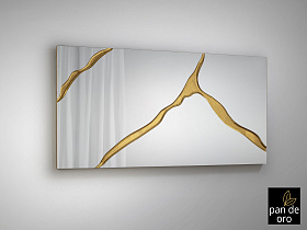Прямоугольное зеркало Surcos золотое 80X180