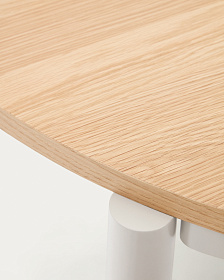 Montuiri круглый раздвижной стол из дубового шпона и белой стали