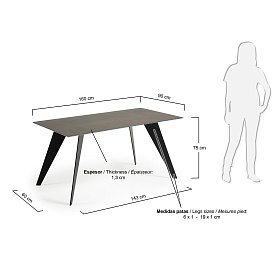 Стол Nack 160x90 черный, темно-коричневый