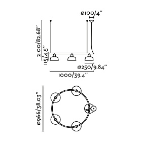 Люстра круглая TATAWIN M черная 5xE27