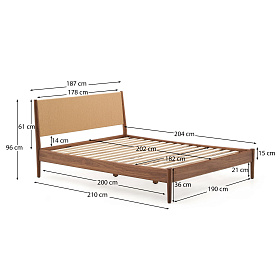 Кровать Elan из шпона и массива ореха со шнуром 180 x 200