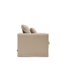 Кресло Nora со съемным чехлом серо-коричневое из льна и хлопка