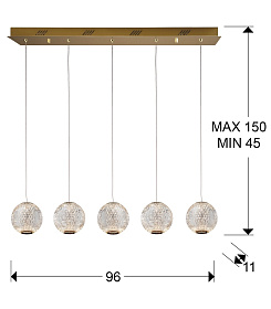 Линейный подвес Austral LED 5L золото