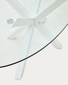 Овальный стол ARYA Argo из стекла, стальных ножек и белой отделкой 200x100