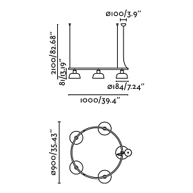 Люстра круглая TATAWIN S черная 5xE27