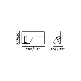 Бра Suau с ридером и полочкой белое USB