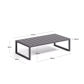 Comova Журнальный столик  для улицы из черного алюминия 60 x 114 см