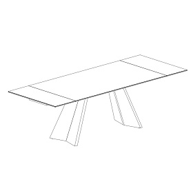 Раздвижной обеденный стол бежевое стекло с керамикой, черный металл