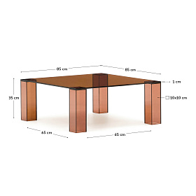 Журнальный столик Adularia из стекла коричневого цвета 85 x 85