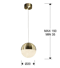 Подвесной светильник Sphere 1L LED Ø20 латунный