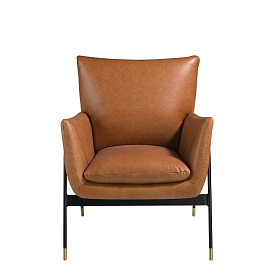 Кресло 5091/KF-A002-M2851 кожаное с черными стальными ножками