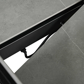 Раздвижной обеденный стол TOLEDO 140/180x85 закаленное стекло с керамикой, черный металл