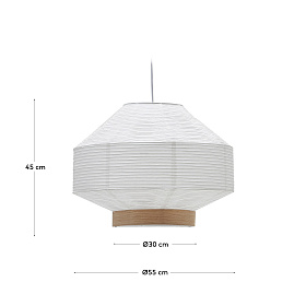 Hila Абажур для подвесного светильника из белой бумаги и натурального шпона Ø 55 см