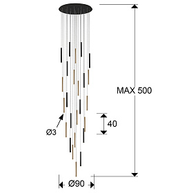Подвесной светильник Varas 25L черно-золотой DIM 500 см
