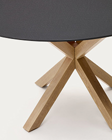 Круглый стол Argo из матового черного стекла со стальными ножками под дерево, Ø 150
