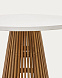 Alcaufar Круглый уличный стол из массива тикового дерева и белого цемента Ø 90 см