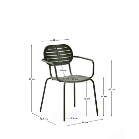 Стул для улицы Brai с подлокотниками из оцинкованной стали зелёного цвета