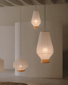 Hila Абажур для подвесного светильника из белой бумаги и натурального шпона Ø 30 см