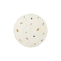 Yanil Круглый ковер из белой шерсти и хлопка с разноцветной вышивкой из листьев, Ø 120 см