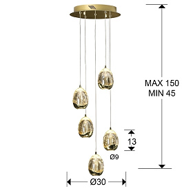 Подвесной светильник Rocio LED 5L Ø30 золотой