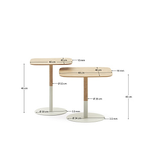 Набор Watse из 2 квадратных столиков из шпона дуба и матового белого металла