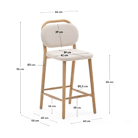 Полубарный стул Helda из бежевого шенилла и массива дуба FSC 65 см