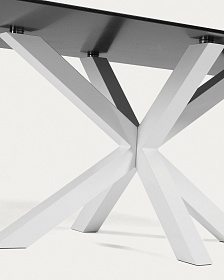 Argo Стол обеденный с белыми ножками из стали и столешницей из черного стекла 180x100