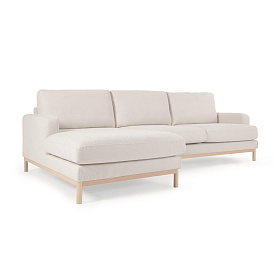 Mihaela 3-местный диван с левым шезлонгом из белого микробукле 264 см