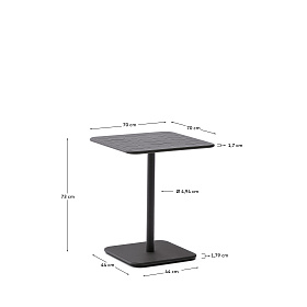 Уличный стол Brai из темно-серой оцинкованной стали 70 x 70 см