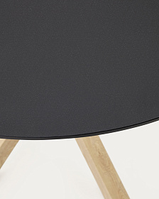 Круглый стол Argo из матового черного стекла со стальными ножками под дерево, Ø 150