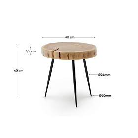 Приставной столик Eider из массива акации и стали Ø 40 x 40 см