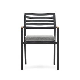 Bona Уличный стул из алюминия в черной отделке и массива тикового дерева