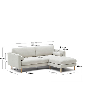 Debra 3-местный модульный диван из перламутровой синели с ножками натурального цвета