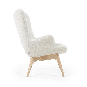 Кресло Kody белая ткань букле, ножки из массива бука