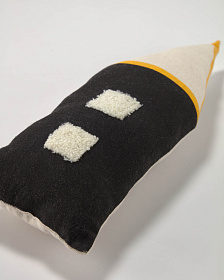 Подушка Nisi черного и бежевого цветов из 100% органического хлопка (GOTS)35 x 13 см 