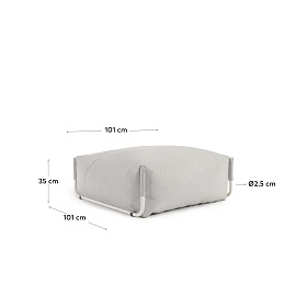Square пуф квадратный  101 x 101 см, светло-серый, белый алюминий, для садового модульного дивана