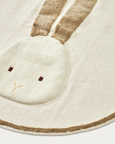 Yanil Круглый бежевый хлопковый коврик с кроликом Ø 100 см
