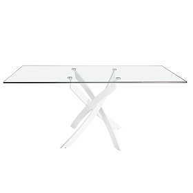 Прямоугольный обеденный стол 1138/F2133-BLANCO 150x95 стеклянный с белыми ножками